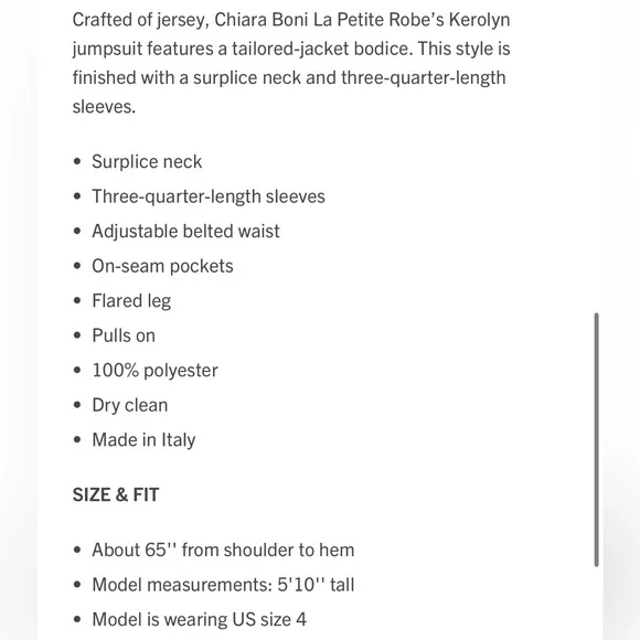 Chiara Boni La Petite Robe Kerolyn Black Flare Leg Jumpsuit‎ Size 10-12 *Msrmnts - Picture 13 of 13